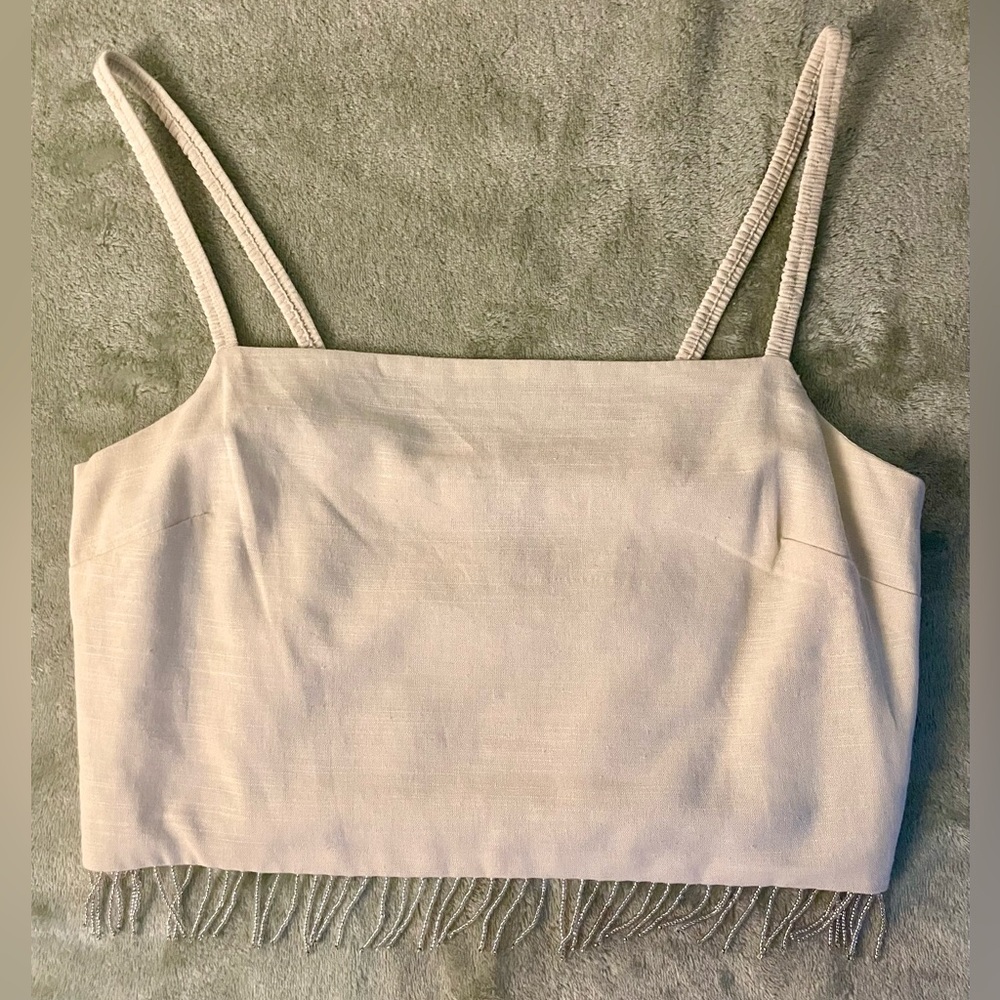 Forever 21 Cream Square Neck Crop Top